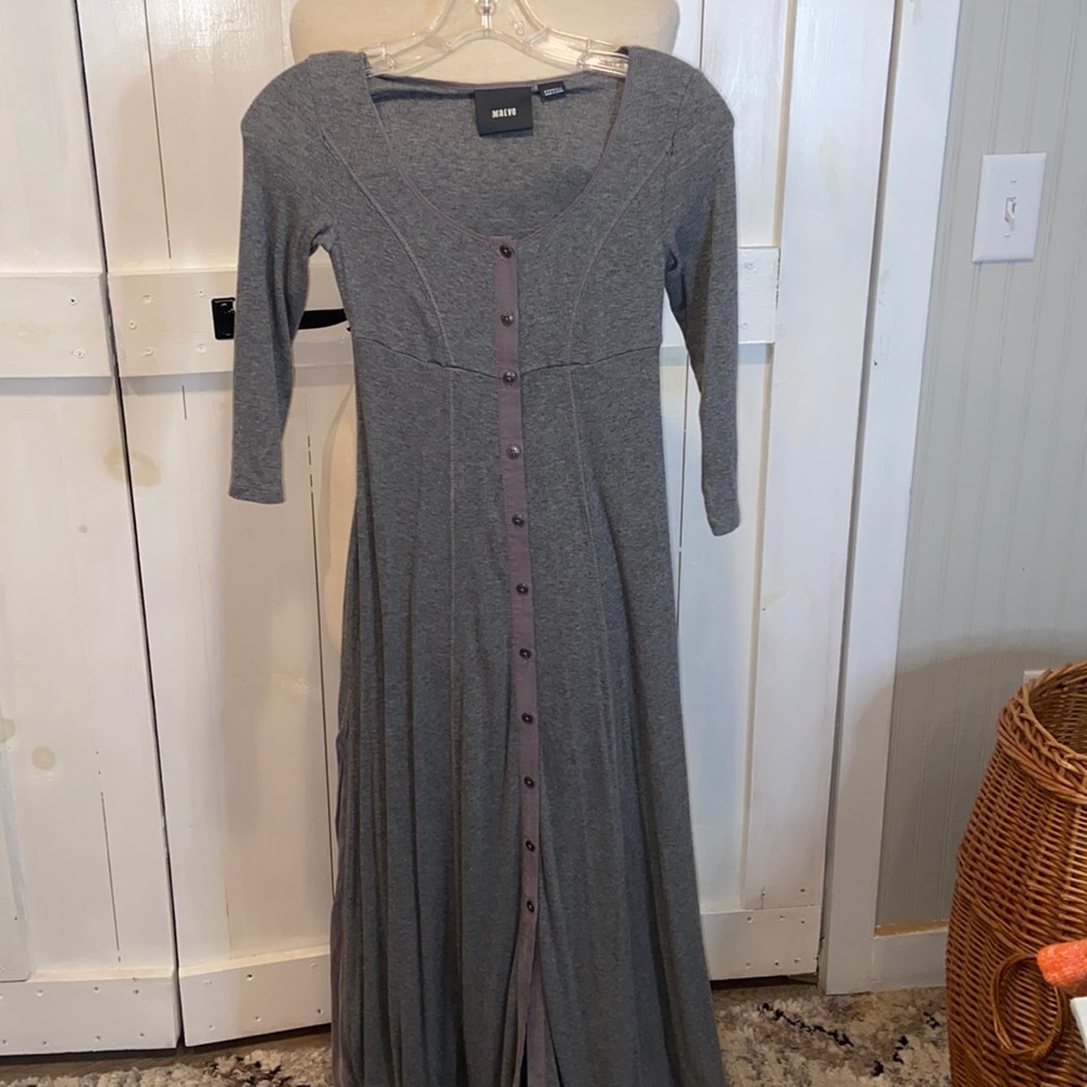 Maeve Anthropologie Grey Westerly Ribbed Maxi Dress